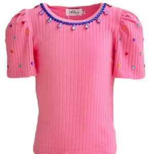 Lola + The Boys Pink Beaded Sweater